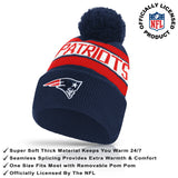 Ultra Game Youth NFL Official Super Soft Winter Beanie Knit Hat With Extra Warm Touch Screen Gloves | New England Patriots