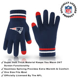 Ultra Game Youth NFL Official Super Soft Winter Beanie Knit Hat With Extra Warm Touch Screen Gloves | New England Patriots