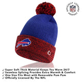 Ultra Game Youth NFL Official Super Soft Two Tone Winter Beanie Knit Hat with Extra Warm Touch Screen Gloves | Buffalo Bills