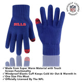 Ultra Game Youth NFL Official Super Soft Two Tone Winter Beanie Knit Hat with Extra Warm Touch Screen Gloves | Buffalo Bills
