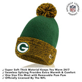 Ultra Game Youth NFL Official Super Soft Two Tone Winter Beanie Knit Hat with Extra Warm Touch Screen Gloves | Green Bay Packers