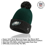 Ultra Game Youth NFL Official Super Soft Two Tone Winter Beanie Knit Hat with Extra Warm Touch Screen Gloves | Philadelphia Eagles