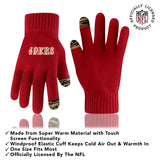 Ultra Game Youth NFL Official Super Soft Two Tone Winter Beanie Knit Hat with Extra Warm Touch Screen Gloves | San Francisco 49ers
