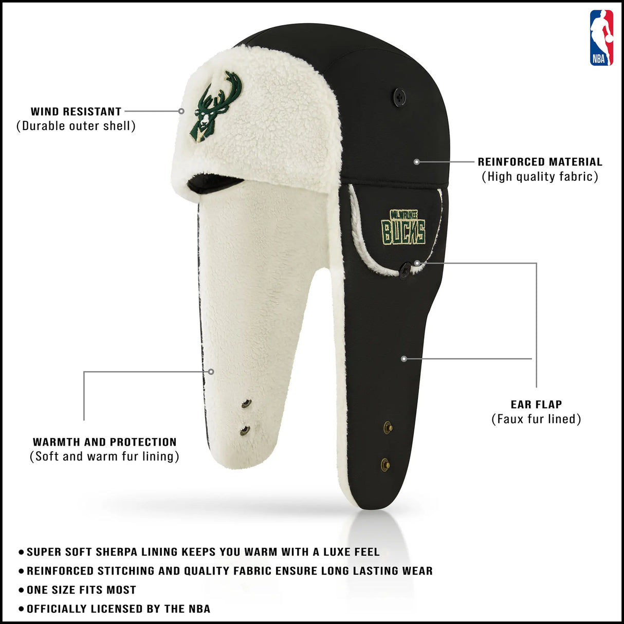 Ultra Game Unisex Adult NBA Official Knit Soft Beanie with NBA Logo | Milwaukee Bucks