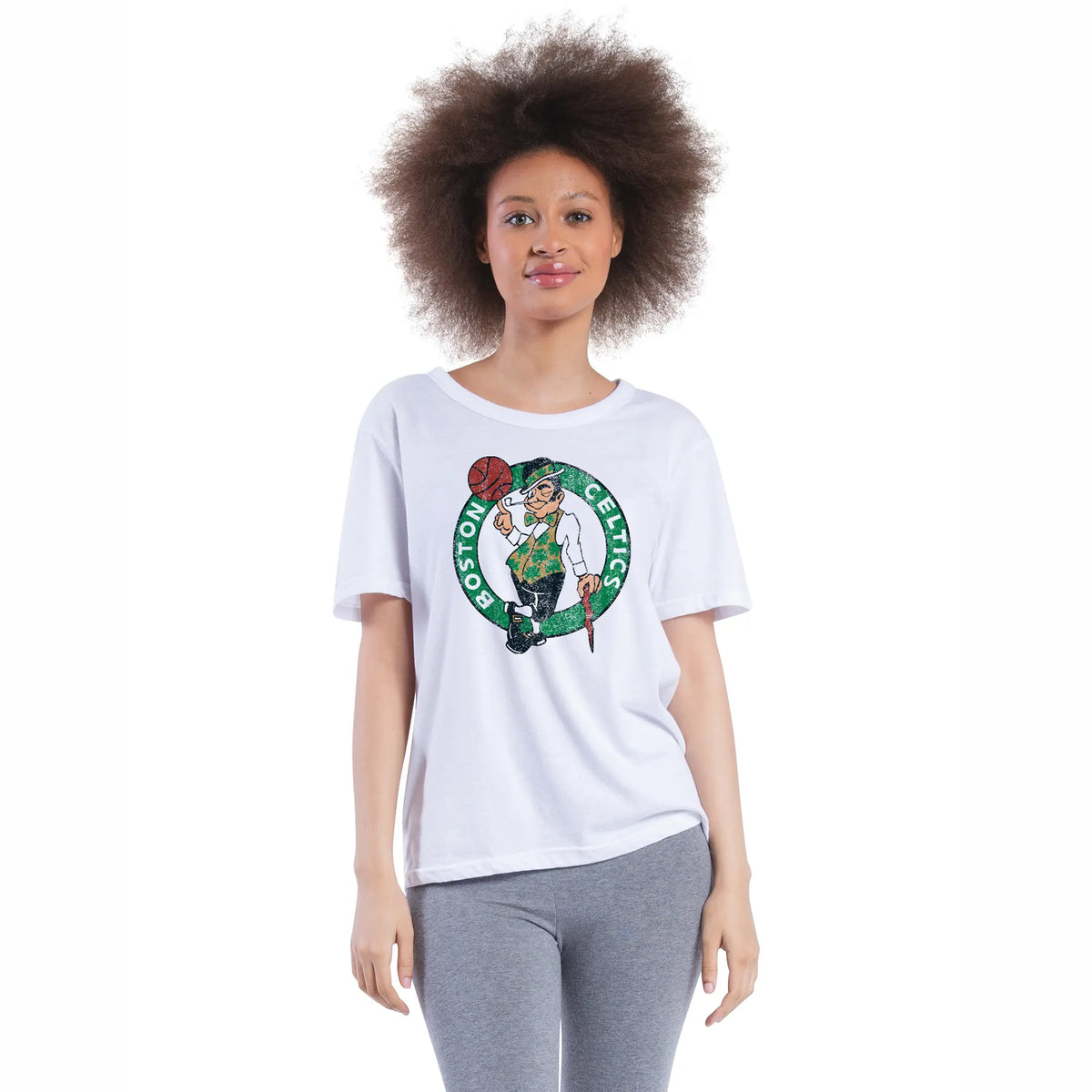 Ultra Game Women's NBA Official Soft Vintage Distressed Graphics T-Shirt | Boston Celtics