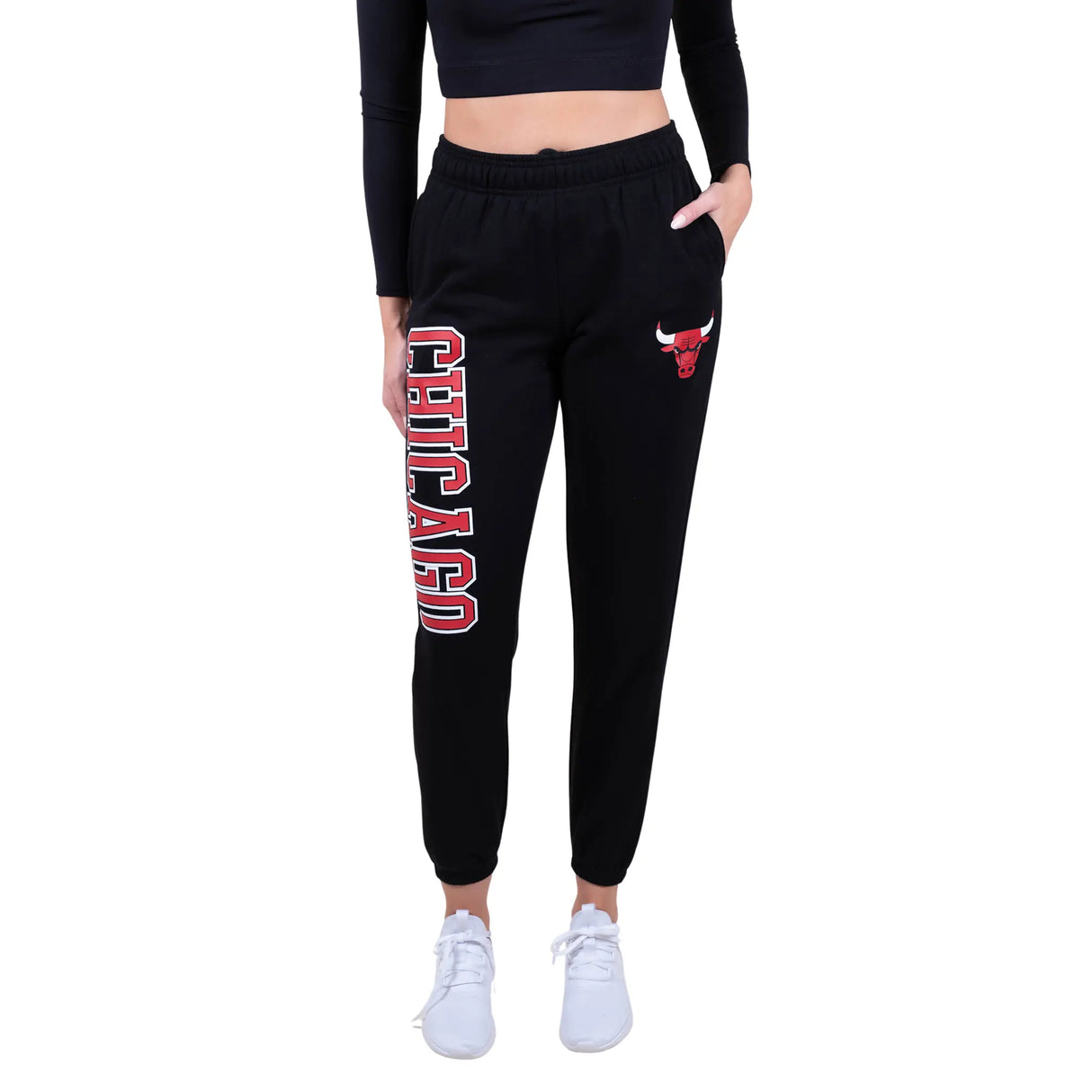 Ultra Game Women's NBA Official Super Soft Active Fleece Sweatpants Joggers | Chicago Bulls