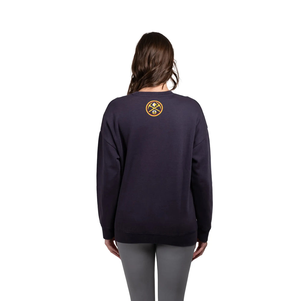 Ultra Game Women's NBA Official Extra Soft Fleece Distressed Oversized Pullover Sweatshirt | Denver Nuggets