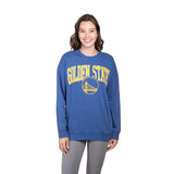 Ultra Game Women's NBA Official Extra Soft Fleece Distressed Oversized Pullover Sweatshirt | Golden State Warriors
