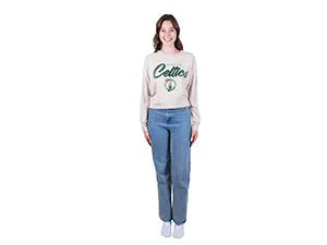 ultra game womens nba official heather grey super soft crop top long sleeve shirt feature 1