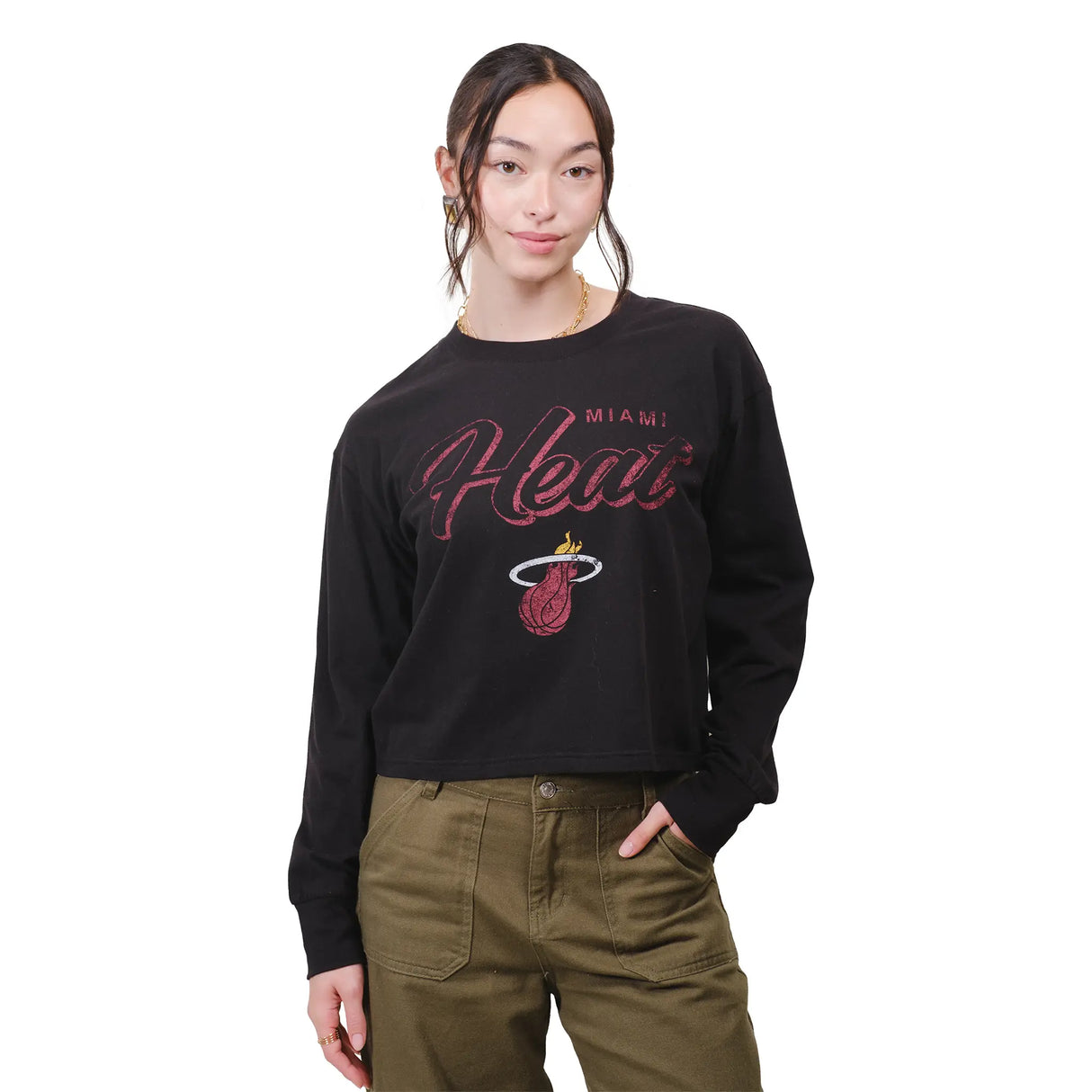 Ultra Game Women's NBA Official Super Soft Crop Top Shirt | Miami Heat