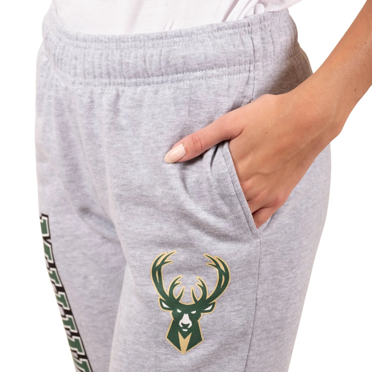 Ultra Game Women's NBA Official Super Soft Active Fleece Sweatpants Joggers | Milwaukee Bucks