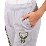 Ultra Game Women's NBA Official Super Soft Active Fleece Sweatpants Joggers | Milwaukee Bucks