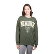 Ultra Game Women's NBA Official Extra Soft Fleece Distressed Oversized Pullover Sweatshirt | Milwaukee Bucks