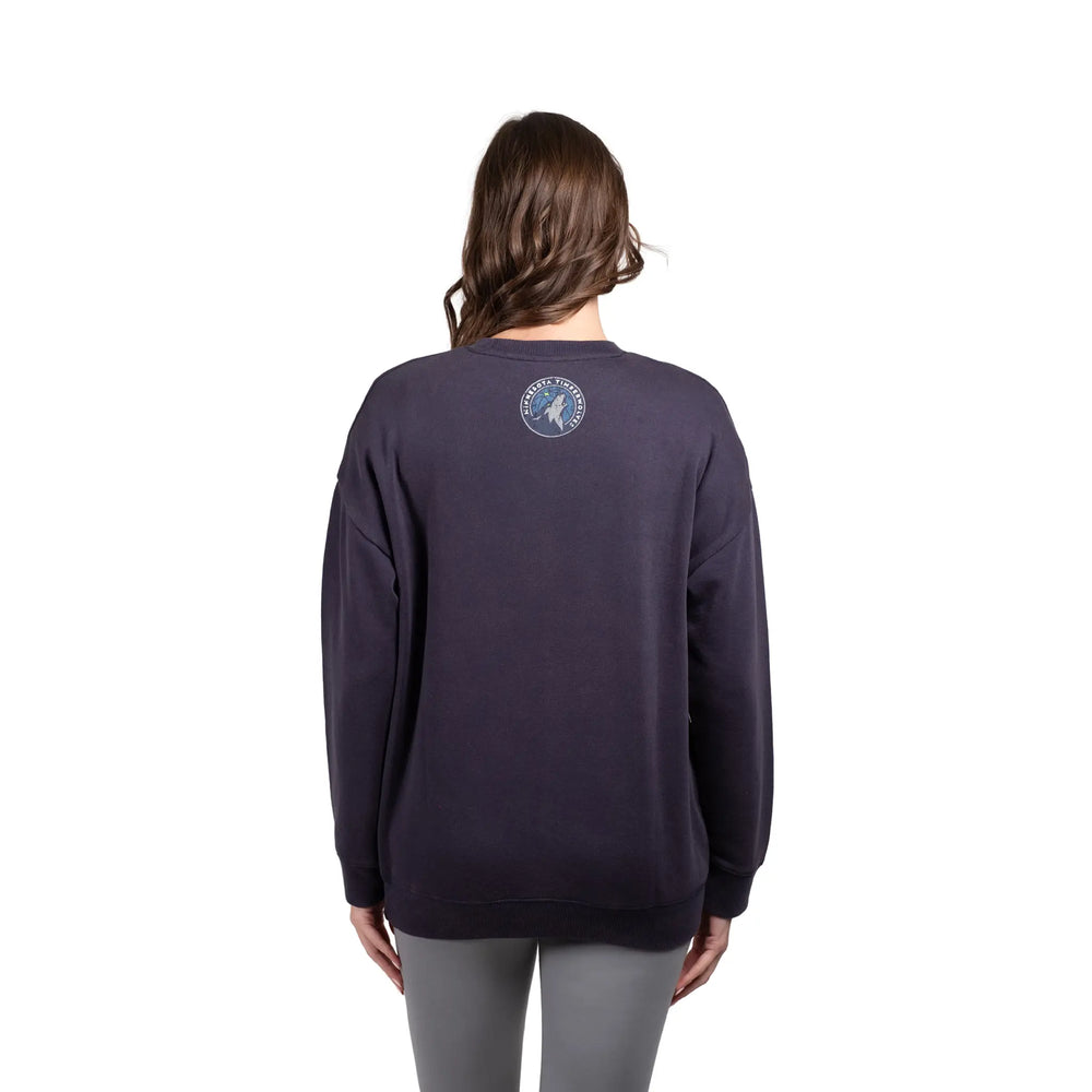 Ultra Game Women's NBA Official Extra Soft Fleece Distressed Oversized Pullover Sweatshirt | Minnesota Timberwolves
