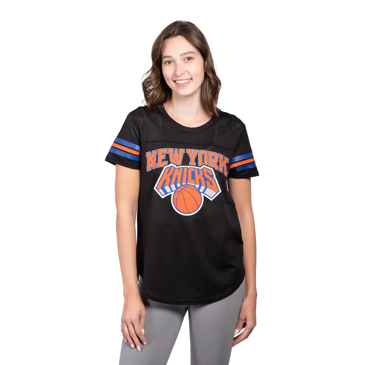 Ultra Game Women's NBA Official Super Soft Mesh Jersey T-Shirt | New York Knicks