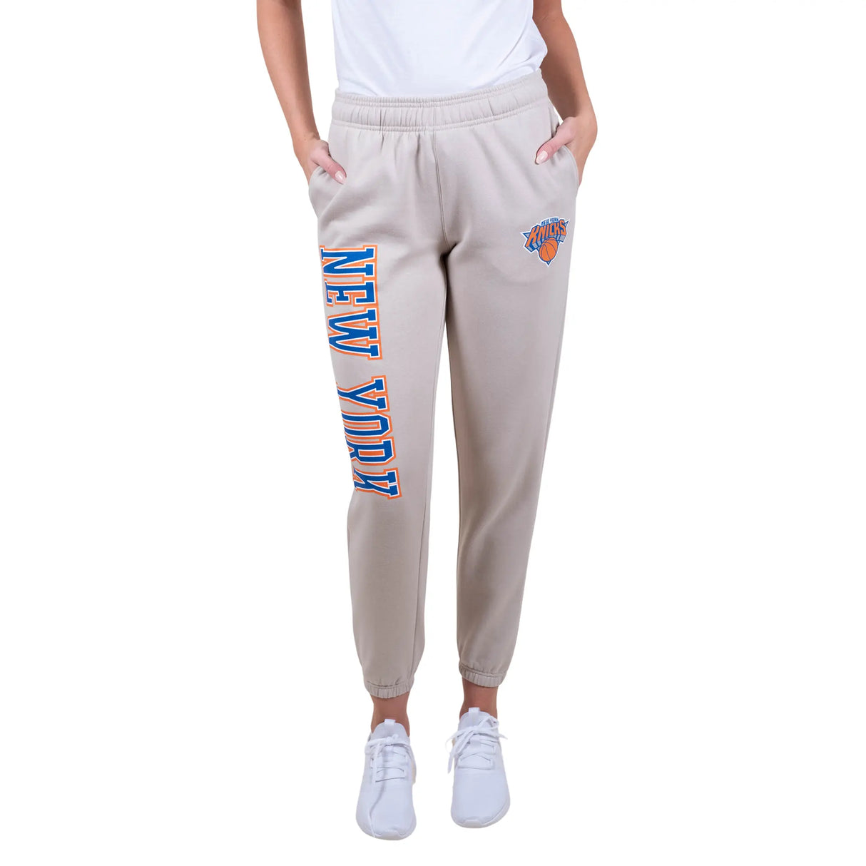 Ultra Game Women's NBA Official Super Soft Active Fleece Sweatpants Joggers | New York Knicks