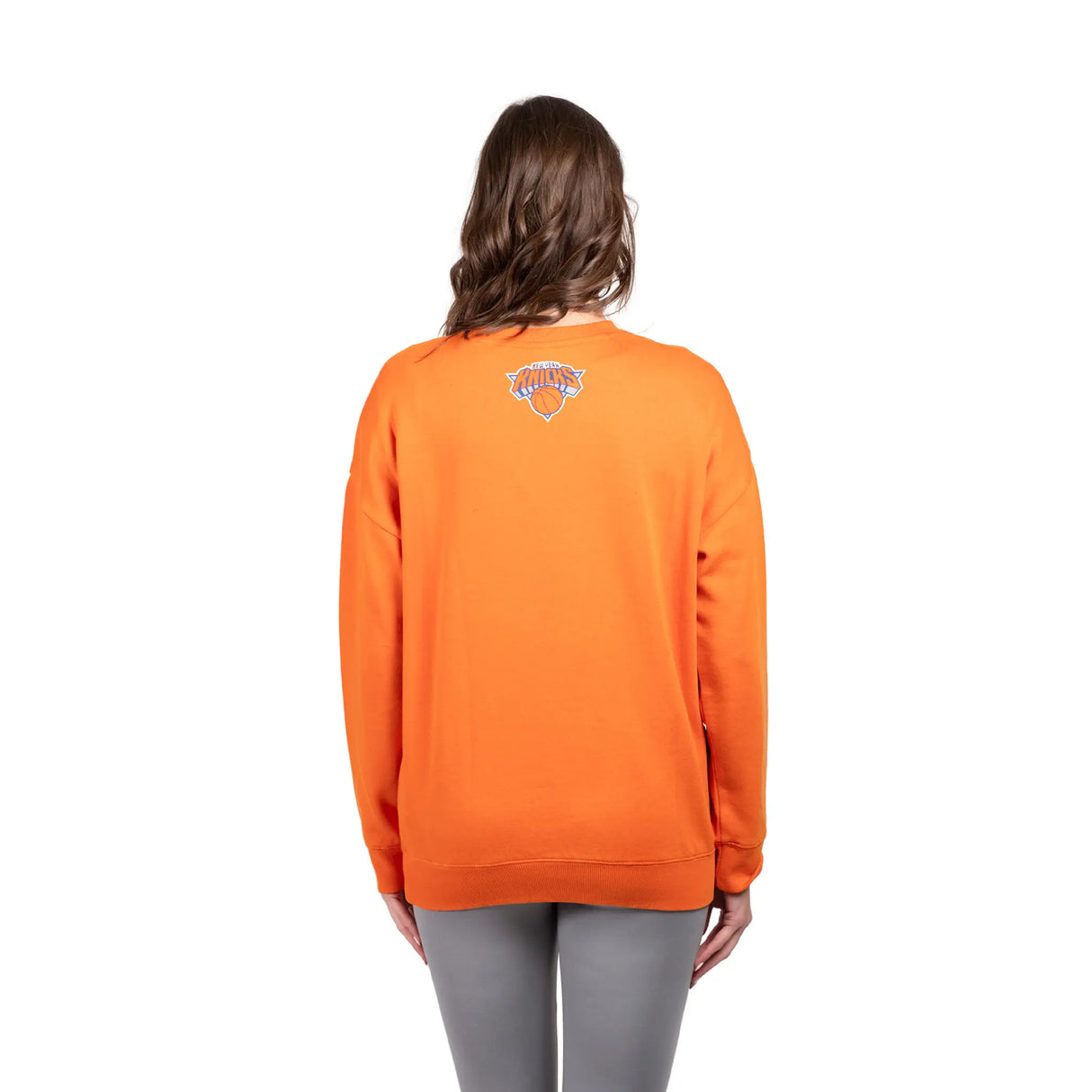 Ultra Game Women's NBA Official Extra Soft Fleece Distressed Oversized Pullover Sweatshirt | New York Knicks
