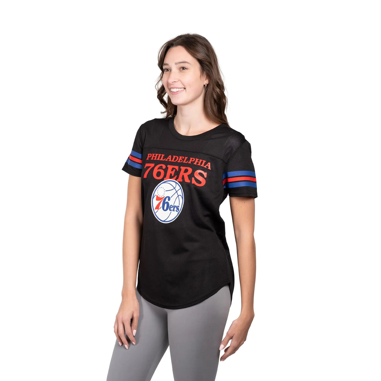 Ultra Game Women's NBA Official Super Soft Mesh Jersey T-Shirt | Philadelphia 76ers
