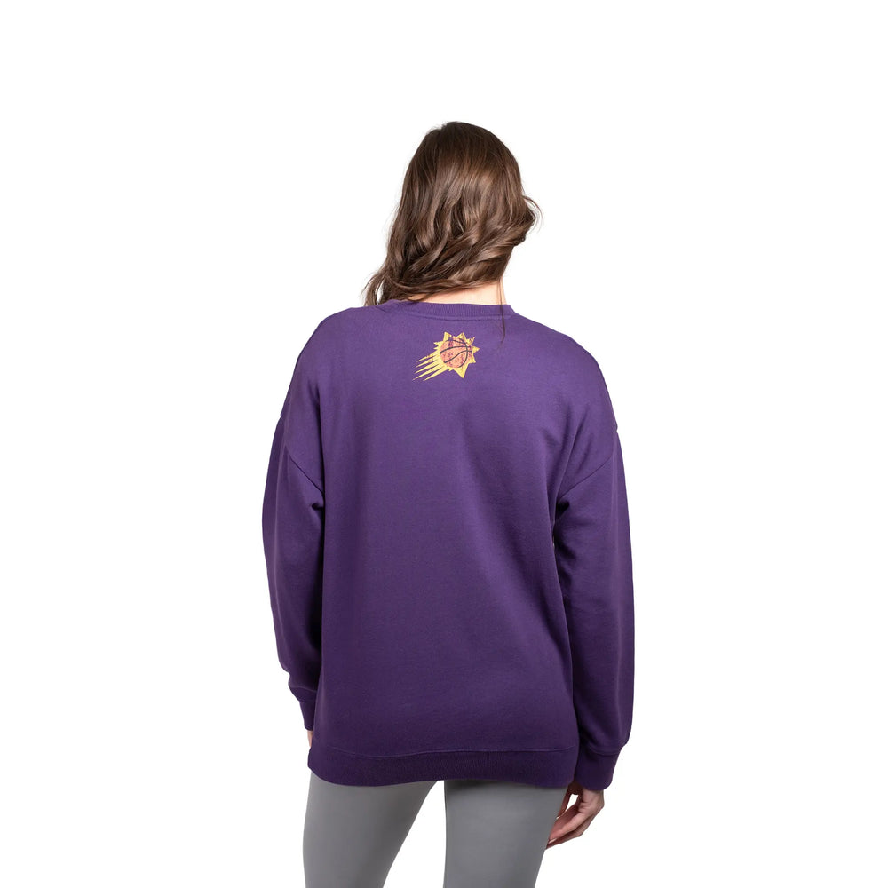 Ultra Game Women's NBA Official Extra Soft Fleece Distressed Oversized Pullover Sweatshirt | Phoenix Suns