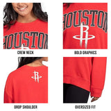 Ultra Game Women's NBA Official Extra Soft Fleece Distressed Oversized Pullover Sweatshirt | Phoenix Suns