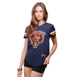 Ultra Game Women's NFL Official Soft Mesh Varsity Stripe T-Shirt | Chicago Bears
