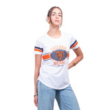 Ultra Game Women's NFL Official Soft Mesh Varsity Stripe T-Shirt | Chicago Bears
