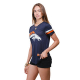 Ultra Game Women's NFL Official Soft Mesh Varsity Stripe T-Shirt | Denver Broncos