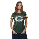 Ultra Game Women's NFL Official Soft Mesh Varsity Stripe T-Shirt