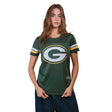 Ultra Game Women's NFL Official Soft Mesh Varsity Stripe T-Shirt | Green Bay Packers