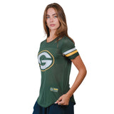 Ultra Game Women's NFL Official Soft Mesh Varsity Stripe T-Shirt