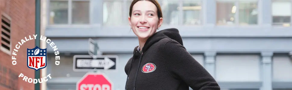 ultra game womens nfl official black super soft sherpa full zip hoodie sweatshirt jacket banner 2