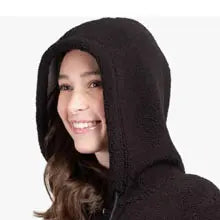 ultra game womens nfl official black super soft sherpa full zip hoodie sweatshirt jacket feature 1