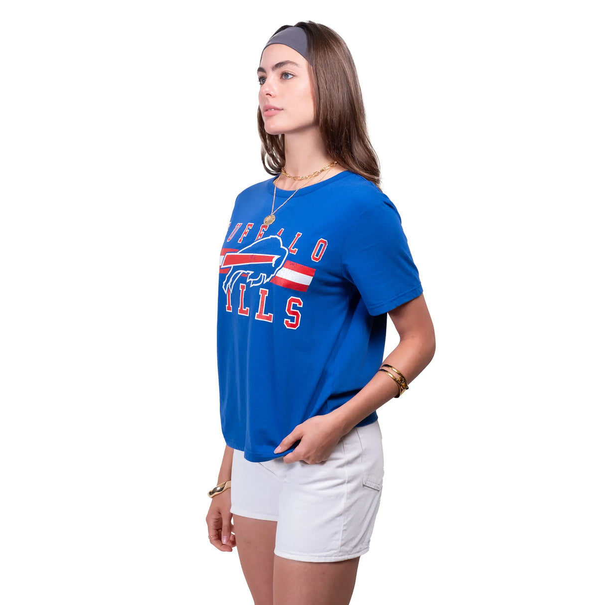 Ultra Game Women's NFL Official Distressed Graphics Super Soft Crew Neck T-Shirt