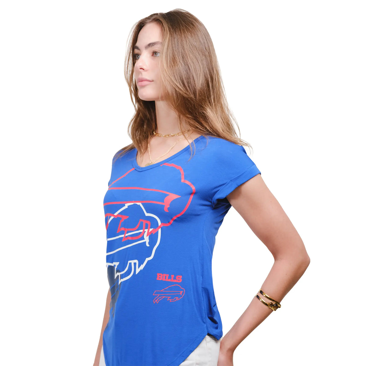 Ultra Game Women’s NFL Official Super Soft Modal Vintage V-Neck T-Shirt | Buffalo Bills