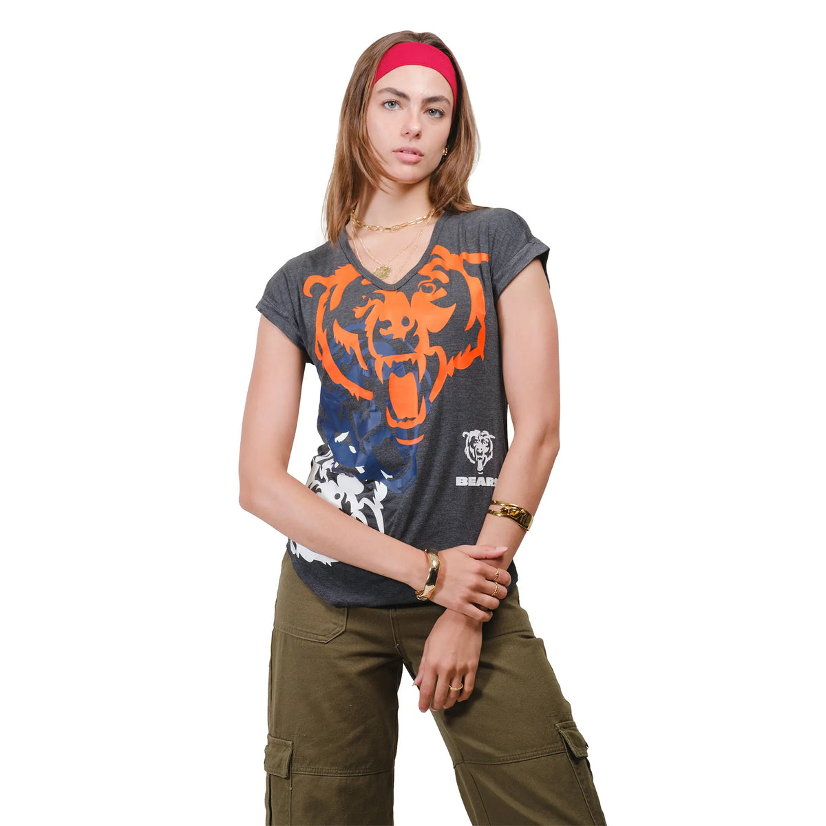 Ultra Game Women’s NFL Official Super Soft Modal Vintage V-Neck T-Shirt | Chicago Bears