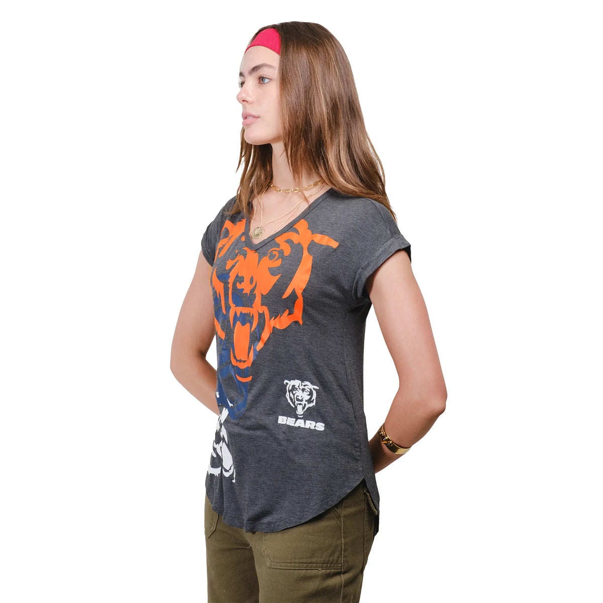 Ultra Game Women’s NFL Official Super Soft Modal Vintage V-Neck T-Shirt | Chicago Bears