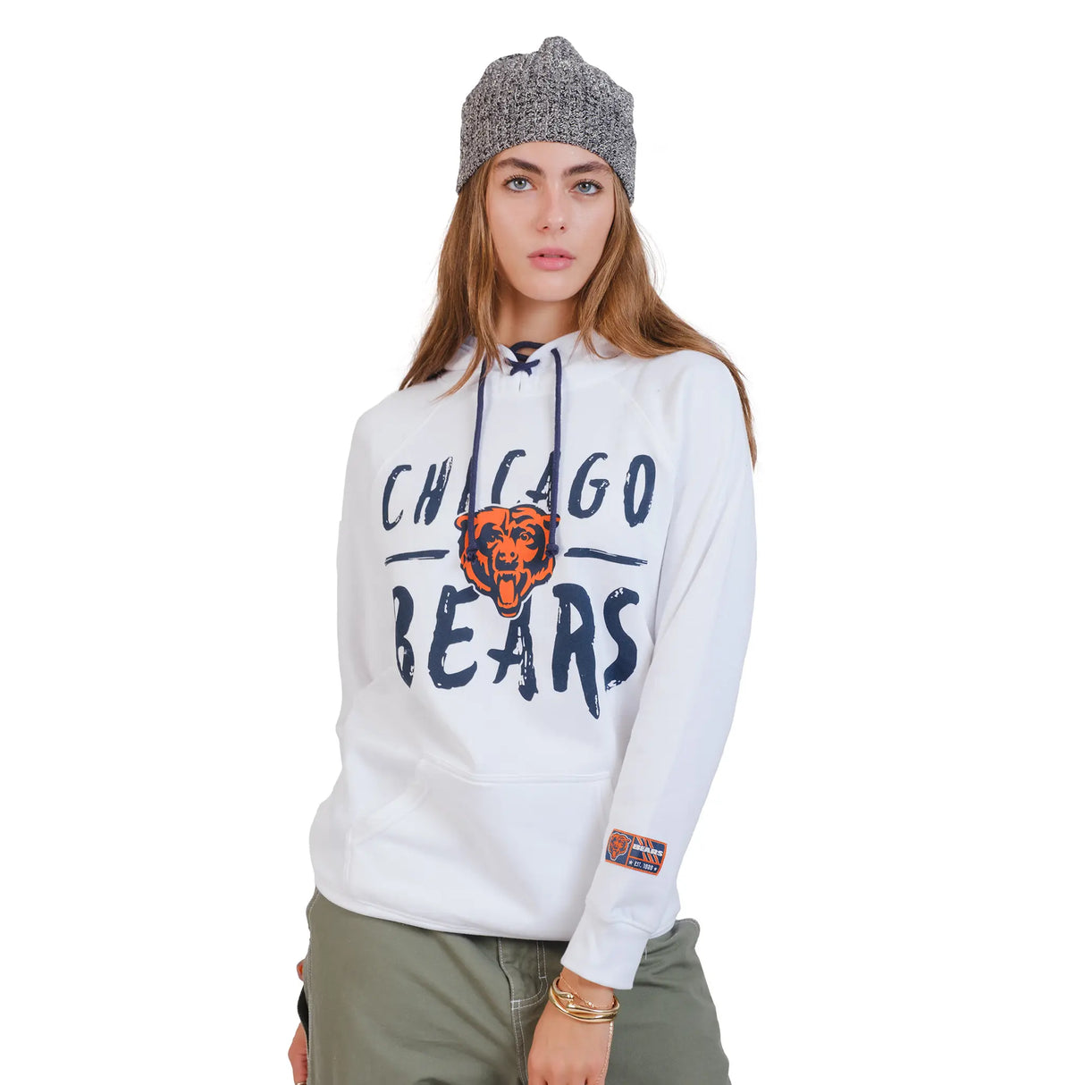 Ultra Game Women's NFL Official Super Soft Tie Neck Hoodie Sweatshirt | Chicago Bears