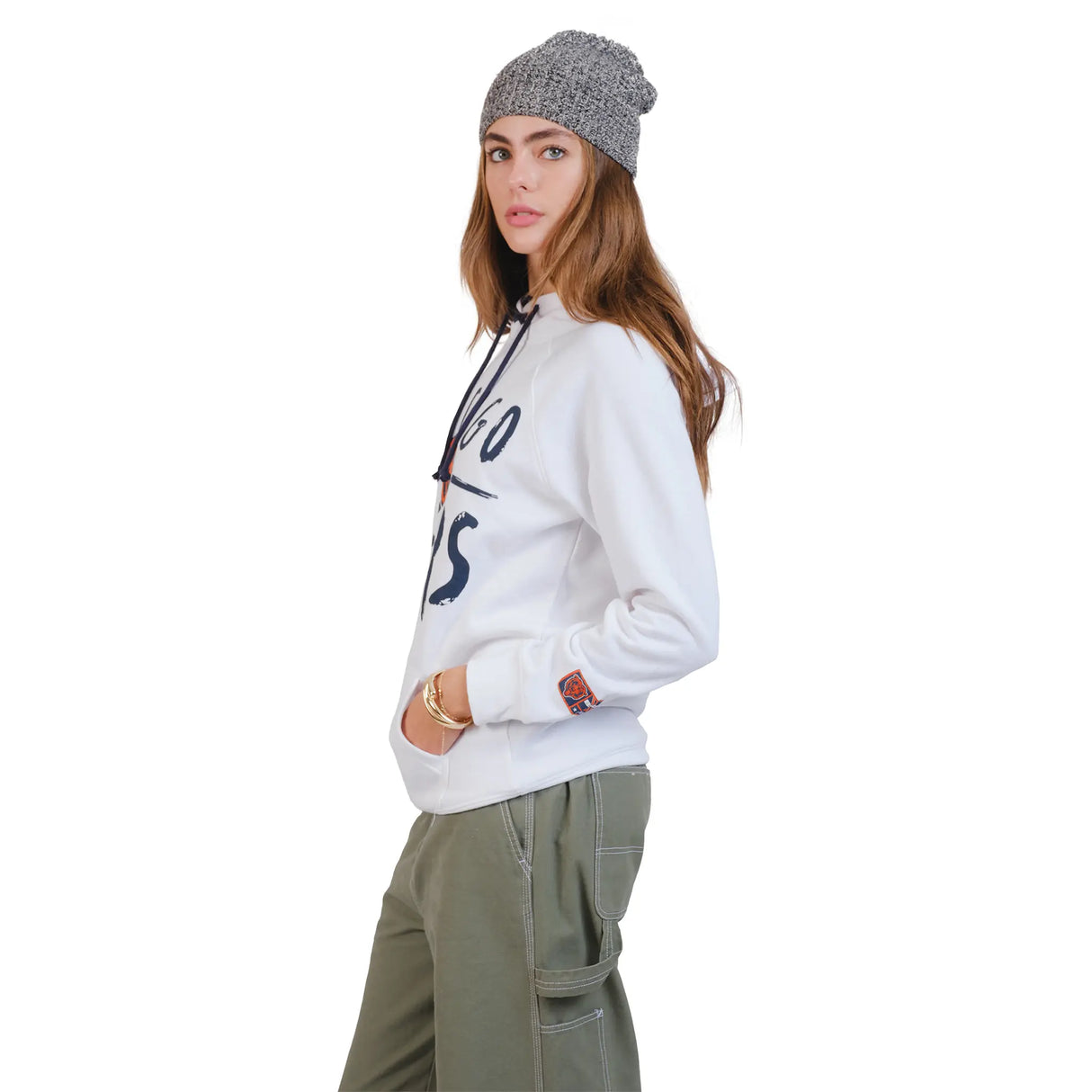 Ultra Game Women's NFL Official Super Soft Tie Neck Hoodie Sweatshirt | Chicago Bears