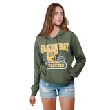 Ultra Game Women's NFL Official Distressed Graphic Super Soft Hoodie Pullover Sweatshirt | Green Bay Packers