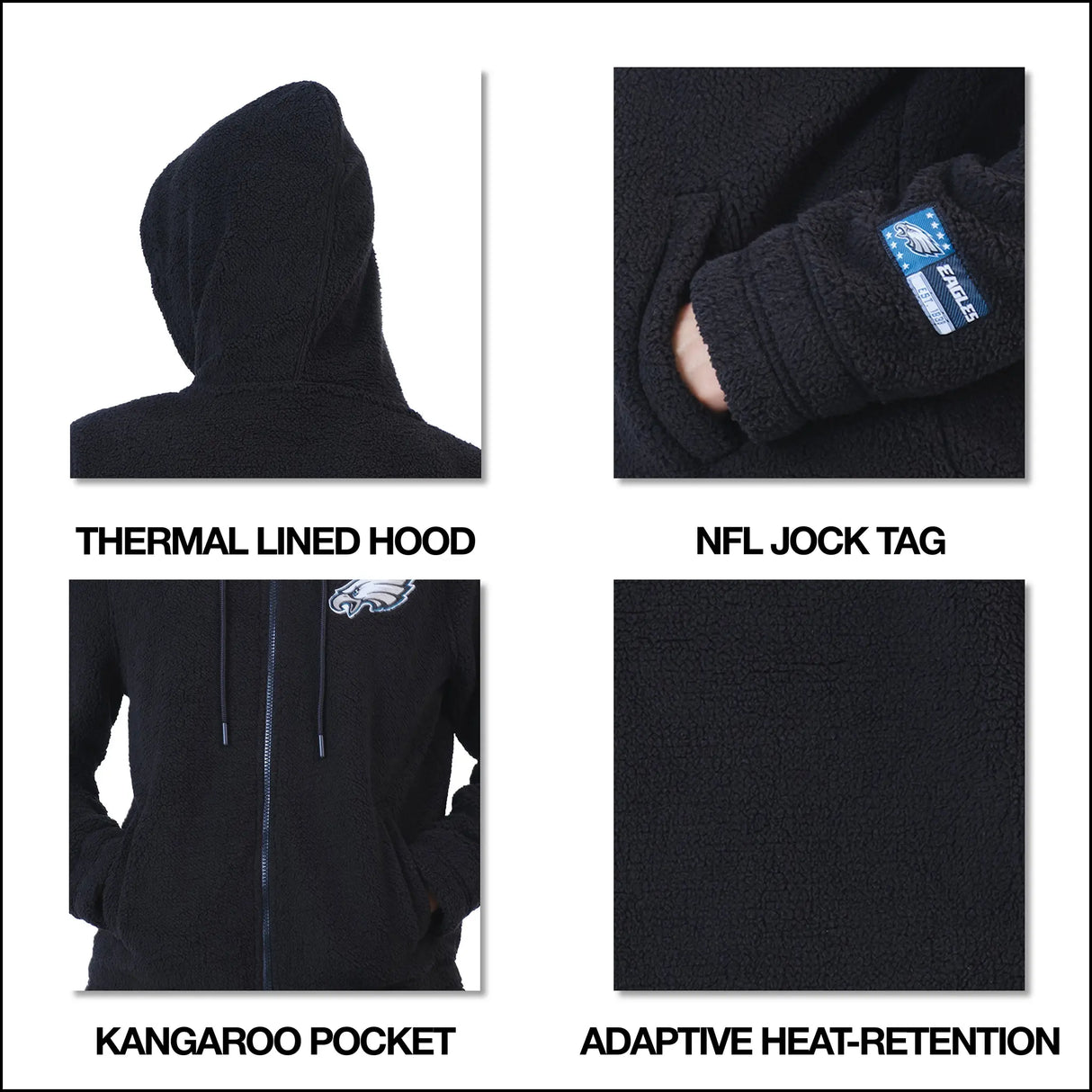 Ultra Game Women's NFL Official Super Soft Sherpa Full Zip Hoodie Sweatshirt Jacket | Chicago Bears