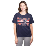 Ultra Game Women's NFL Official Distressed Graphics Super Soft Crew Neck T-Shirt | New England Patriots