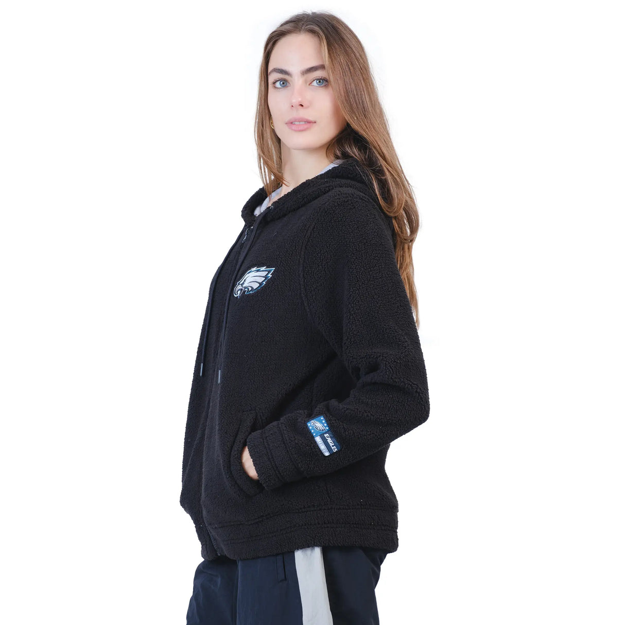 Ultra Game Women's NFL Official Super Soft Sherpa Full Zip Hoodie Sweatshirt Jacket | Philadelphia Eagles