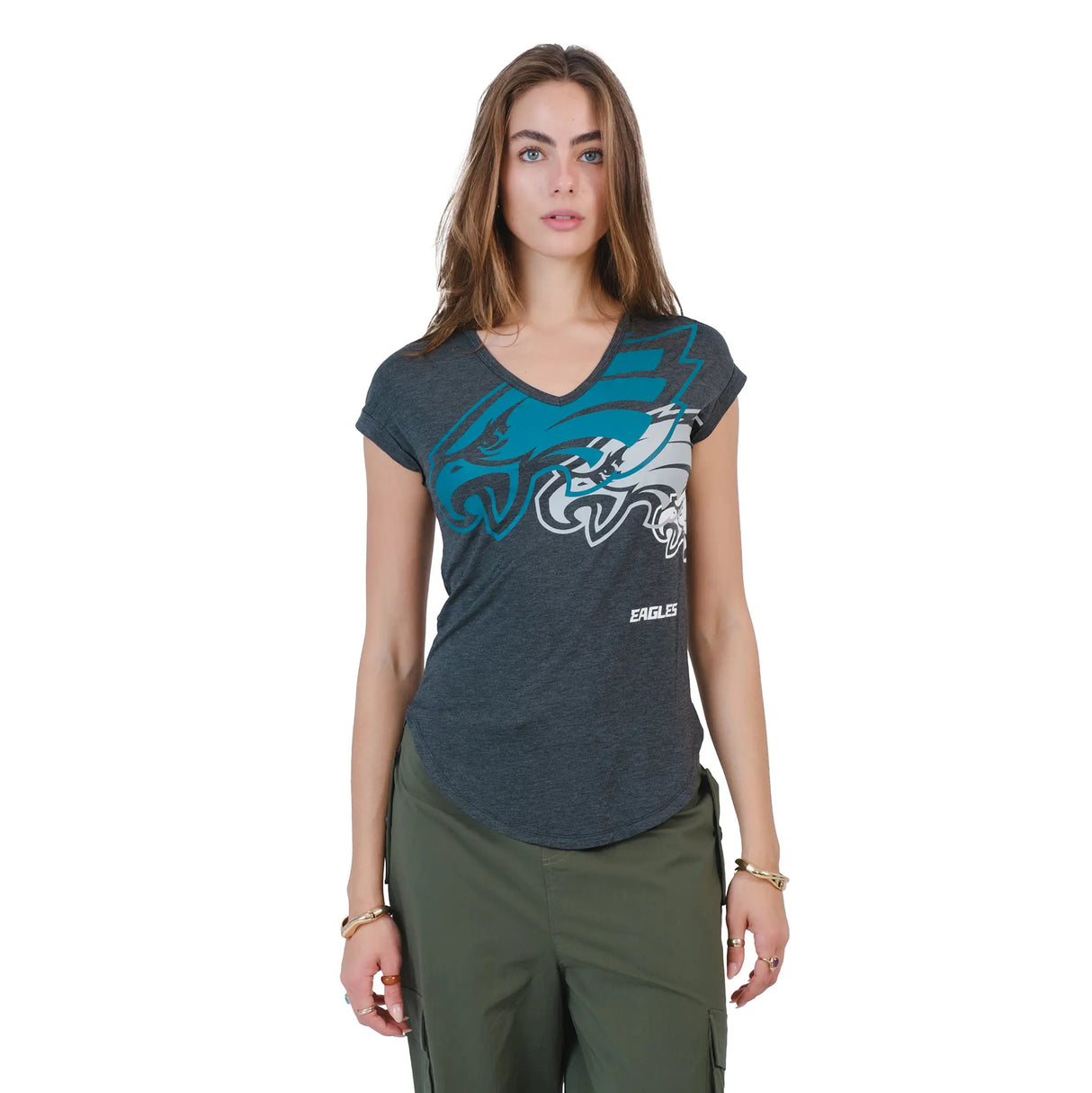 Ultra Game Women’s NFL Official Super Soft Modal Vintage V-Neck T-Shirt | Philadelphia Eagles