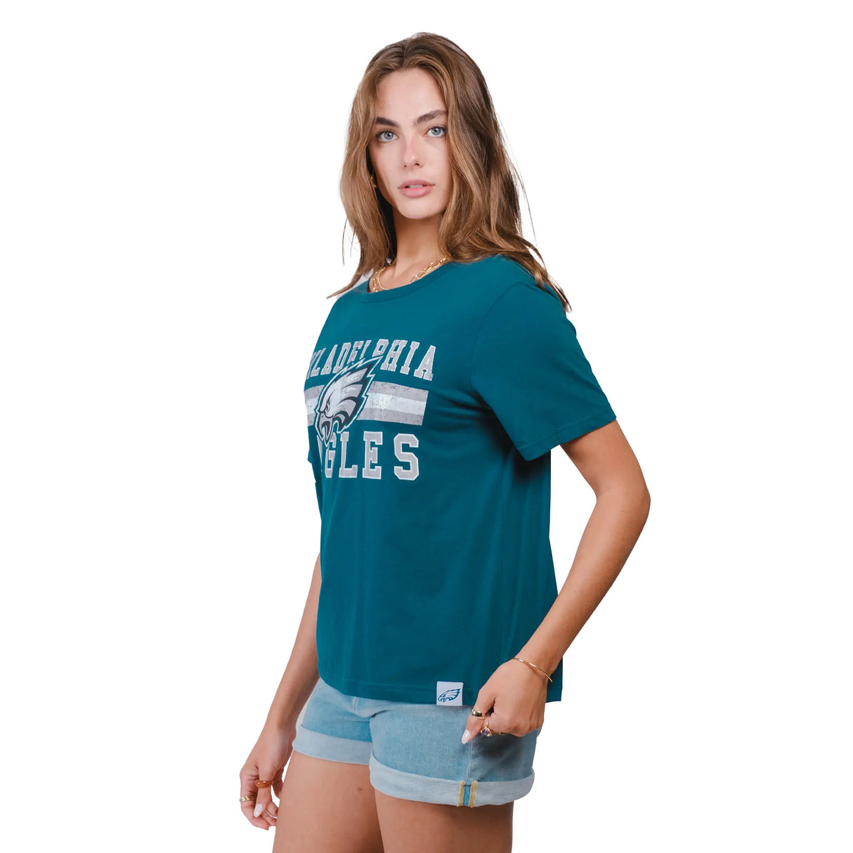 Ultra Game Women's NFL Official Distressed Graphics Super Soft Crew Neck T-Shirt | Philadelphia Eagles