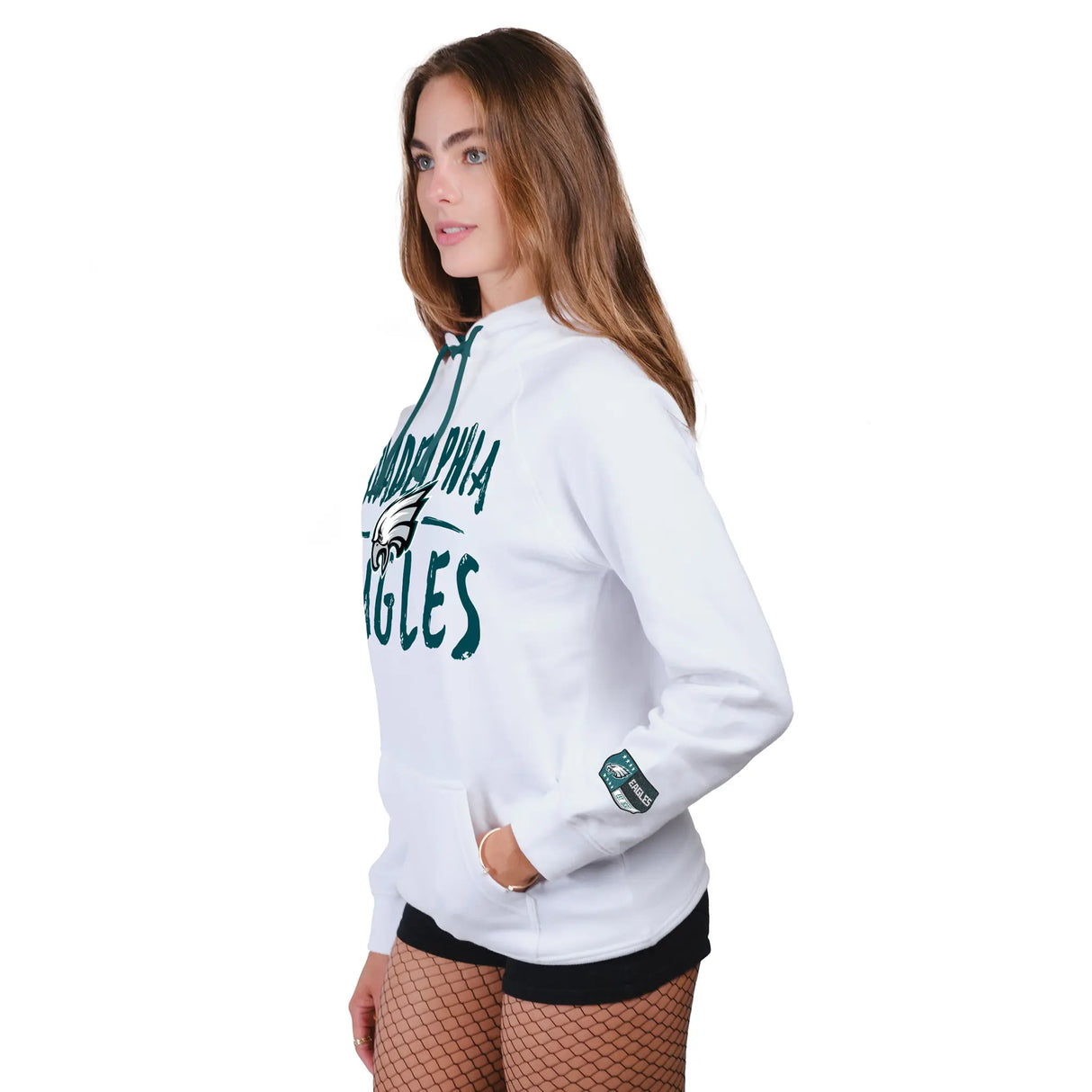 Ultra Game Women's NFL Official Super Soft Tie Neck Hoodie Sweatshirt | Philadelphia Eagles
