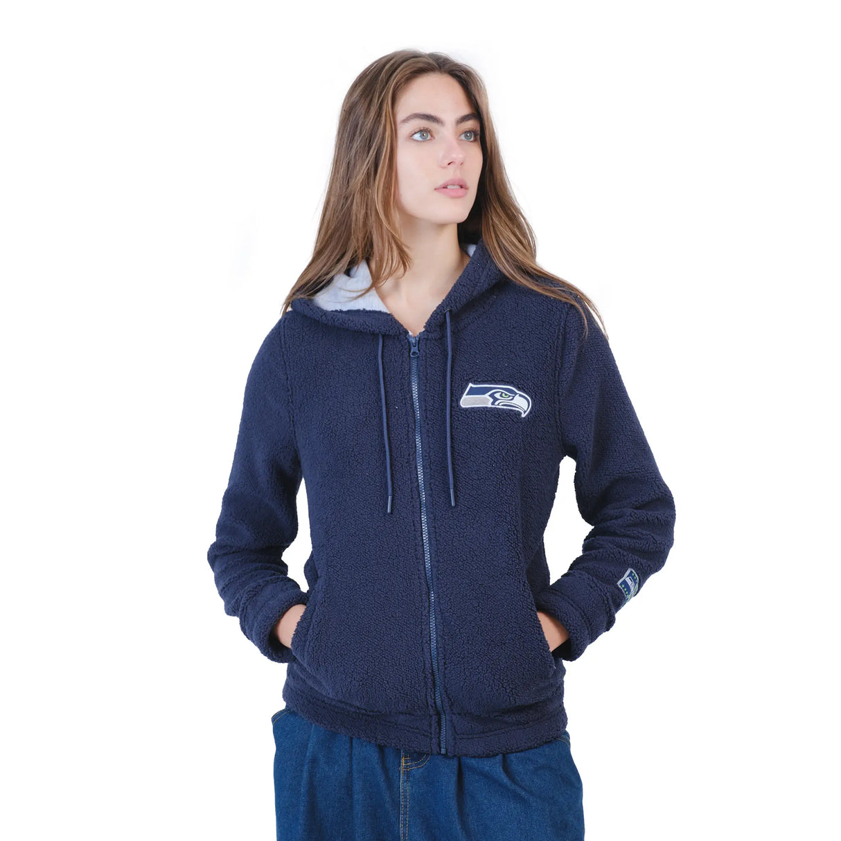 Ultra Game Women's NFL Official Super Soft Sherpa Full Zip Hoodie Sweatshirt Jacket | Seattle Seahawks