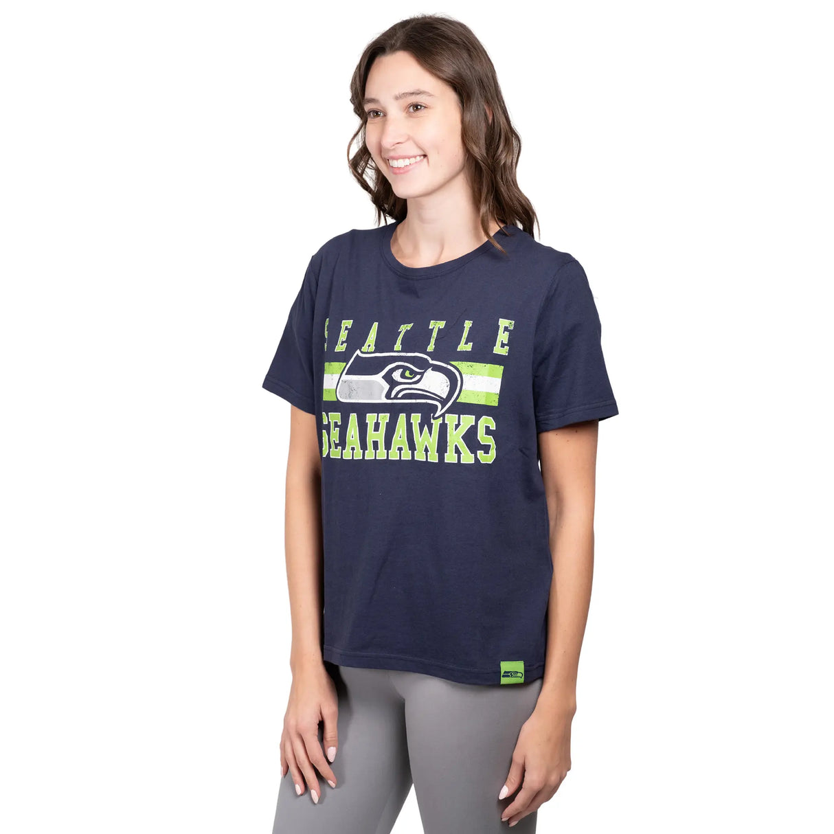 Ultra Game Women's NFL Official Distressed Graphics Super Soft Crew Neck T-Shirt | Seattle Seahawks