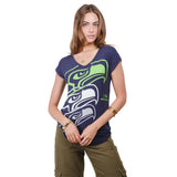 Ultra Game Women’s NFL Official Super Soft Modal Vintage V-Neck T-Shirt | Seattle Seahawks