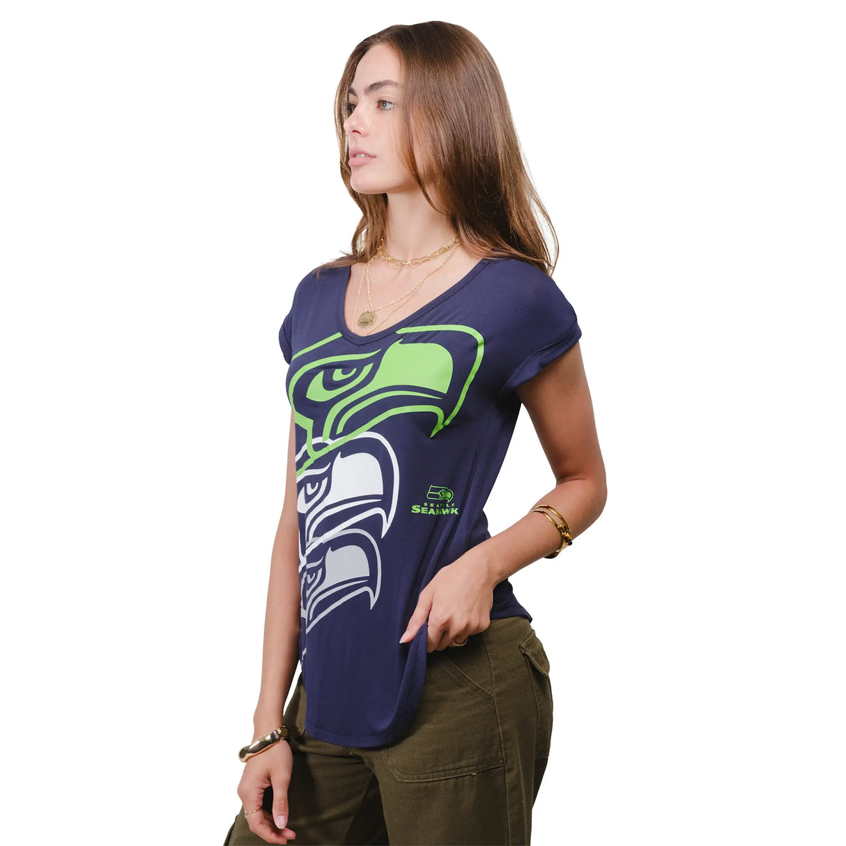 Ultra Game Women’s NFL Official Super Soft Modal Vintage V-Neck T-Shirt | Seattle Seahawks