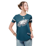 Ultra Game Women's NFL Official Soft Mesh Varsity Stripe T-Shirt | Philadelphia Eagles